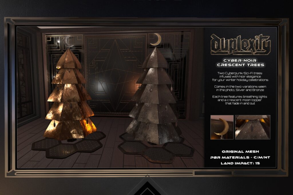 Cyber-Noir Crescent Trees Decor, L$299