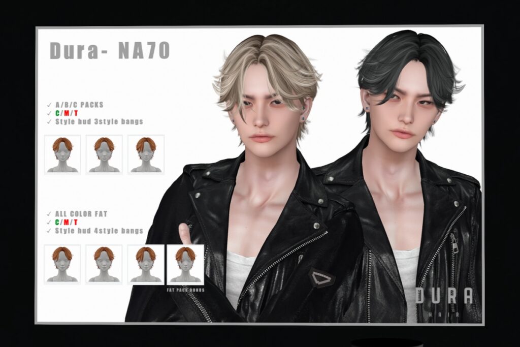 NA70 Hairstyle, L$350 each/L$760 FP