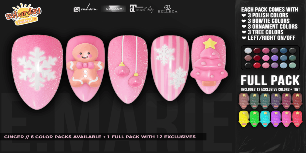 Ginger Mesh Nails - GenX/Legacy/Maitreya/Reborn	&lt;a href=&quot;http://maps.secondlife.com/secondlife/xoxo/86/130/41&quot; target=&quot;_blank&quot;&gt;Teleport&lt;/a&gt;