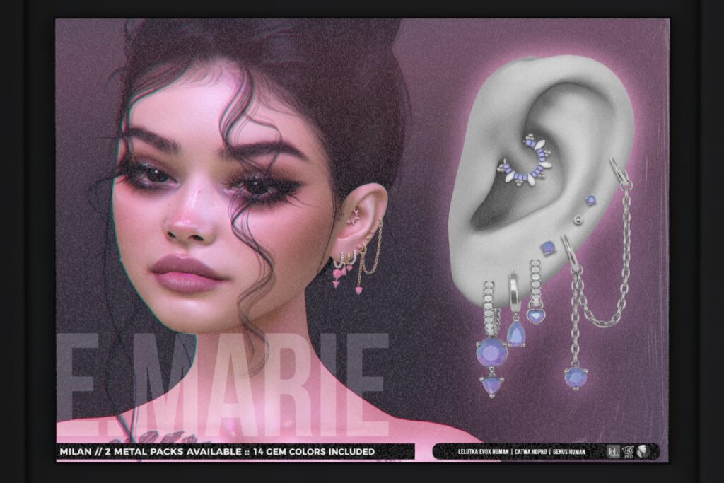 Milan Earrings - Catwa/EvoX/Genus, L$299 each