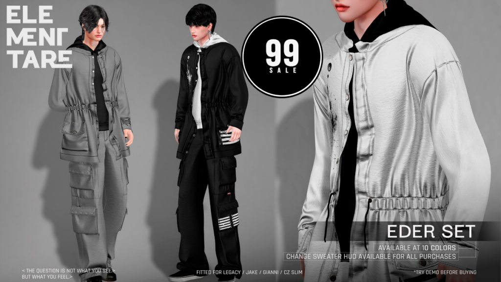 Eder Set - CZ Slim/Gianni/Jake/Legacy	&lt;a href=&quot;http://maps.secondlife.com/secondlife/Heartbreak/131/129/166&quot; target=&quot;_blank&quot;&gt;Teleport&lt;/a&gt;