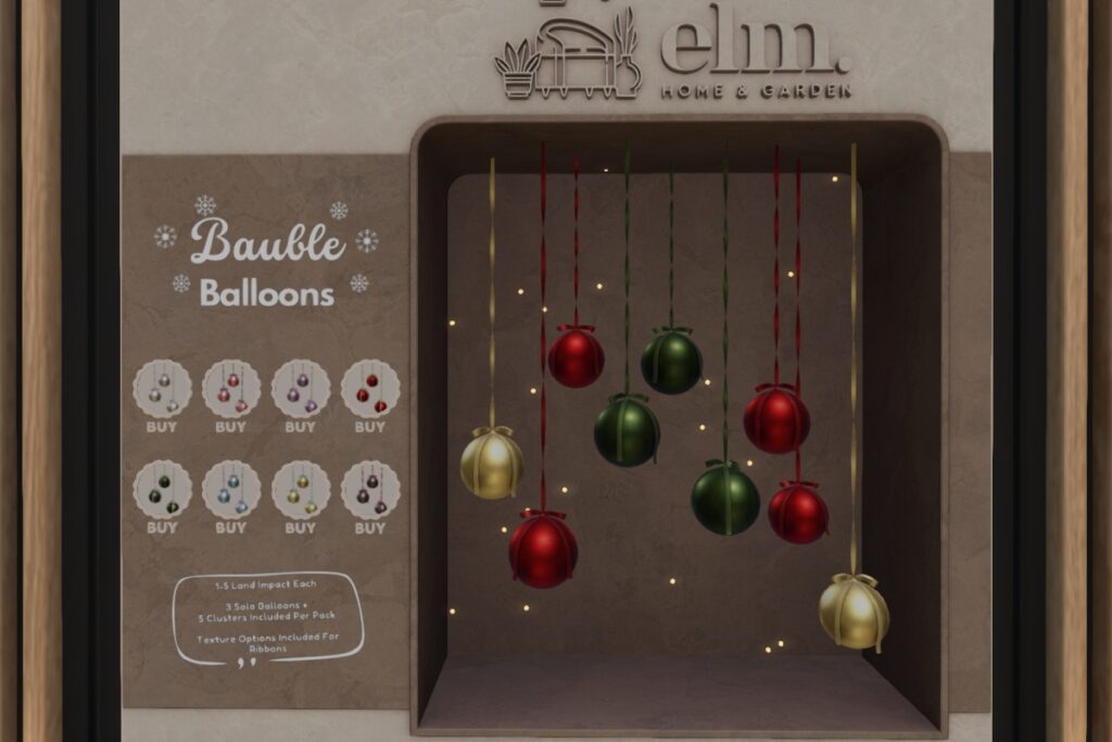 Bauble Balloons, L$199 each