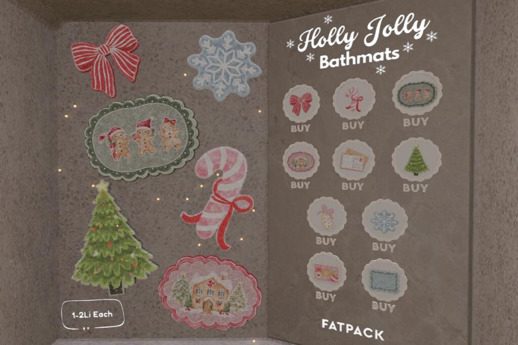 Holly Jolly Bathmats, L$149 each/L$999 FP
