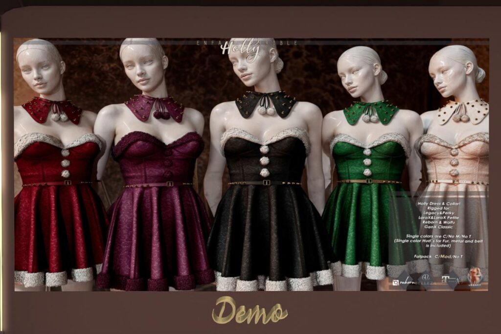 Holly Dress - GenX Classic/Legacy/Maitreyax/Reborn/+mods, L$90 each/L$720 FP