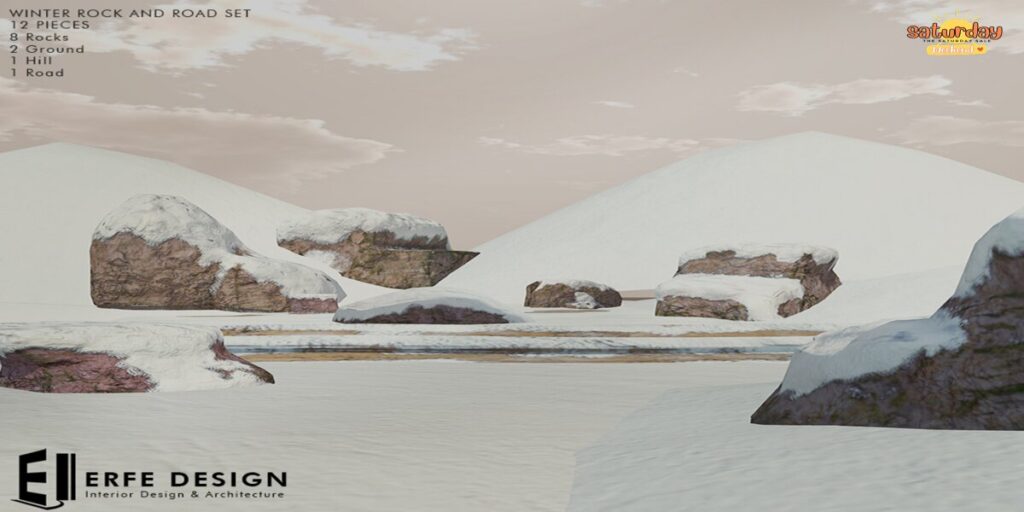 Winter Rock and Road Set	<a href="http://maps.secondlife.com/secondlife/Corona/142/146/23" target="_blank">Teleport</a>
