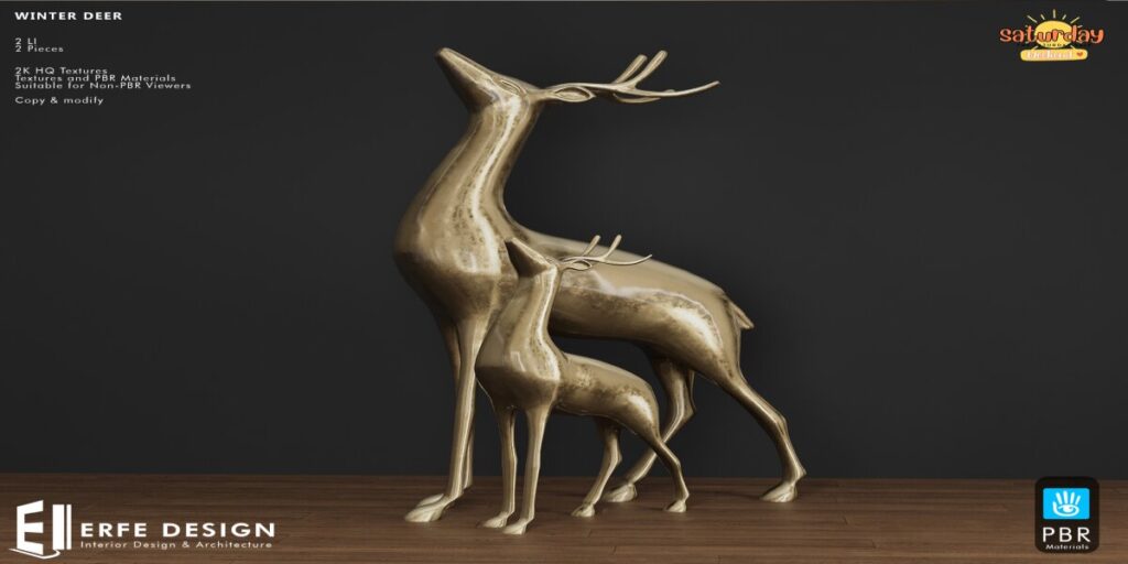 Winter Deer Statue	&lt;a href=&quot;http://maps.secondlife.com/secondlife/Corona/136/149/23&quot; target=&quot;_blank&quot;&gt;Teleport&lt;/a&gt;