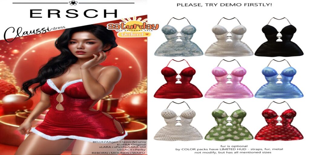 Claussi Dress - GenX/Inithium/Legacy/Maitreya/Reborn/+mods	<a href="http://maps.secondlife.com/secondlife/Lyrics/29/72/33" target="_blank">Teleport</a>