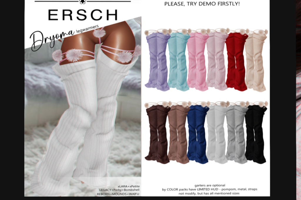 Dryoma Legwarmers - Legacy/MaitreyaX/Reborn/+mods, L$215 each/L$999 FP