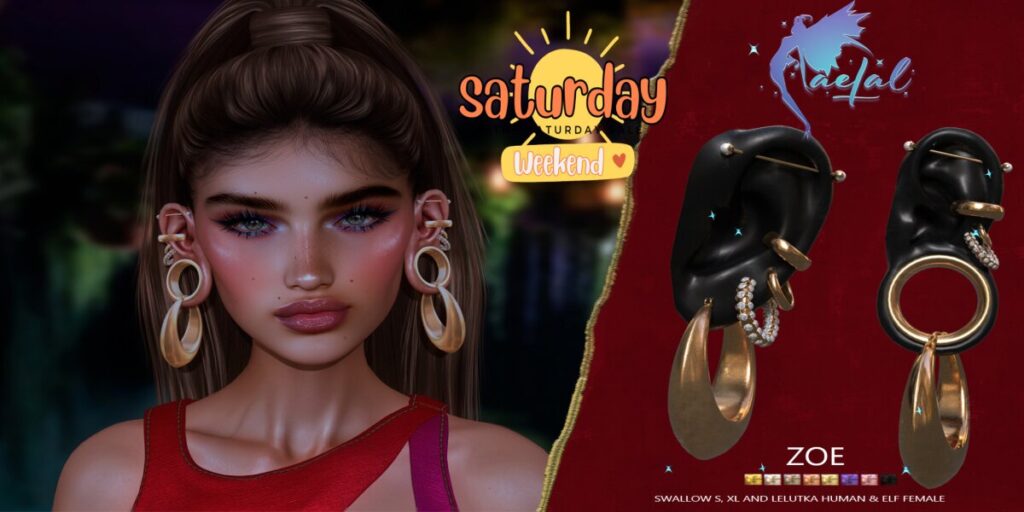 Zoe Earrings - EvoX Ears Female Human+Elf/Swallow Gaued Ears S+XL	<a href="http://maps.secondlife.com/secondlife/Cult%20Coven/69/145/21" target="_blank">Teleport</a>