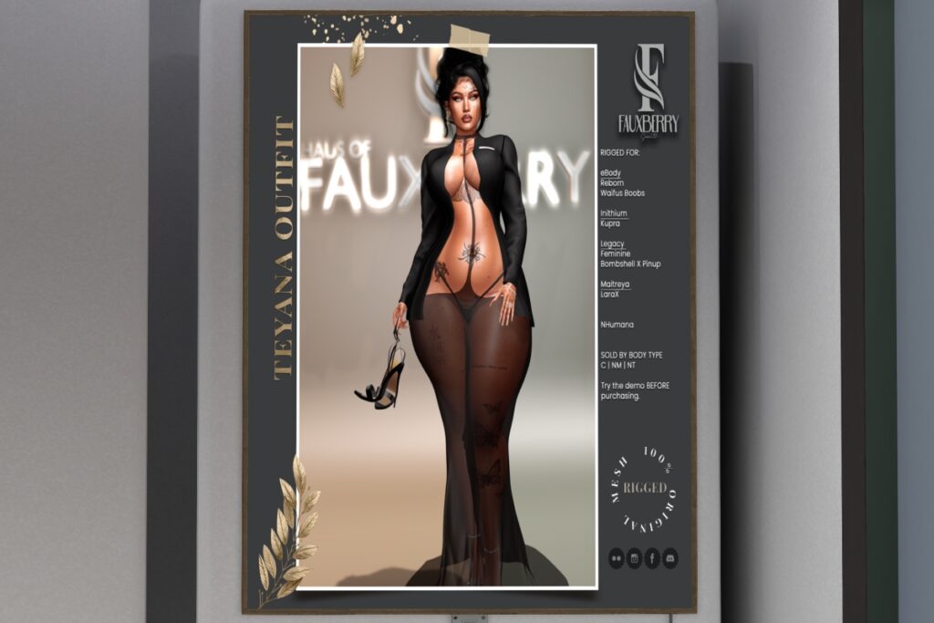 Teyana Outfit - Inithium/Legacy/MaitreyaX/Nhumana/Reborn/+mods, L$595 each Body Pack/L$3500 FP