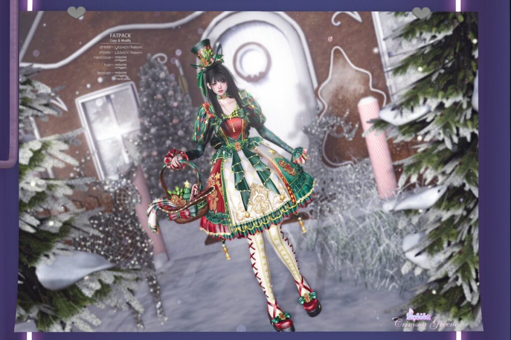 Crimson Green - Legacy/Reborn, L$250-L$380 each/L$788-L$1488 each FP/L$3288 MP