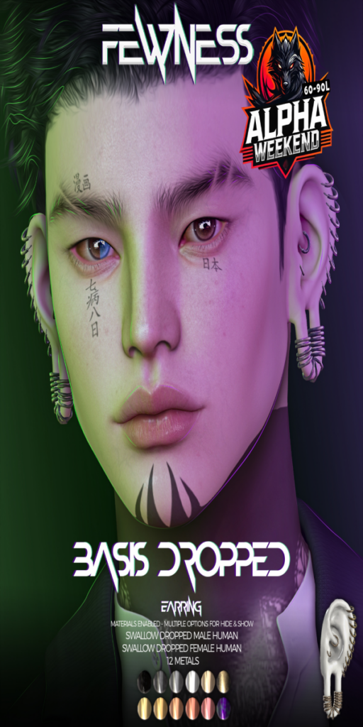 Basis Dropped Earrings - Swallow Dropped Ears F+M	&lt;a href=&quot;http://maps.secondlife.com/secondlife/Moonstar/141/89/43&quot; target=&quot;_blank&quot;&gt;Teleport&lt;/a&gt;