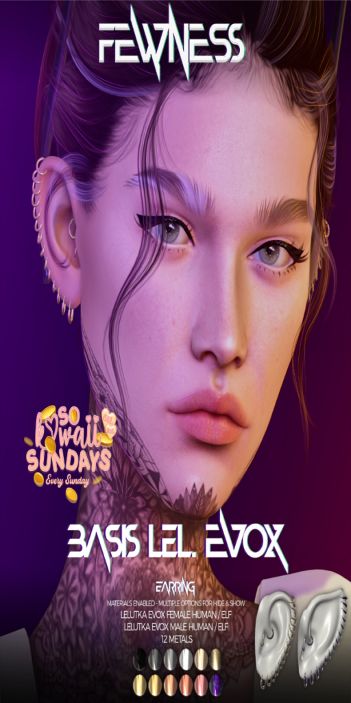 Basis Earrings - EvoX Ears Elf+Human Female+Male	&lt;a href=&quot;http://maps.secondlife.com/secondlife/Moonstar/141/89/43&quot; target=&quot;_blank&quot;&gt;Teleport&lt;/a&gt;