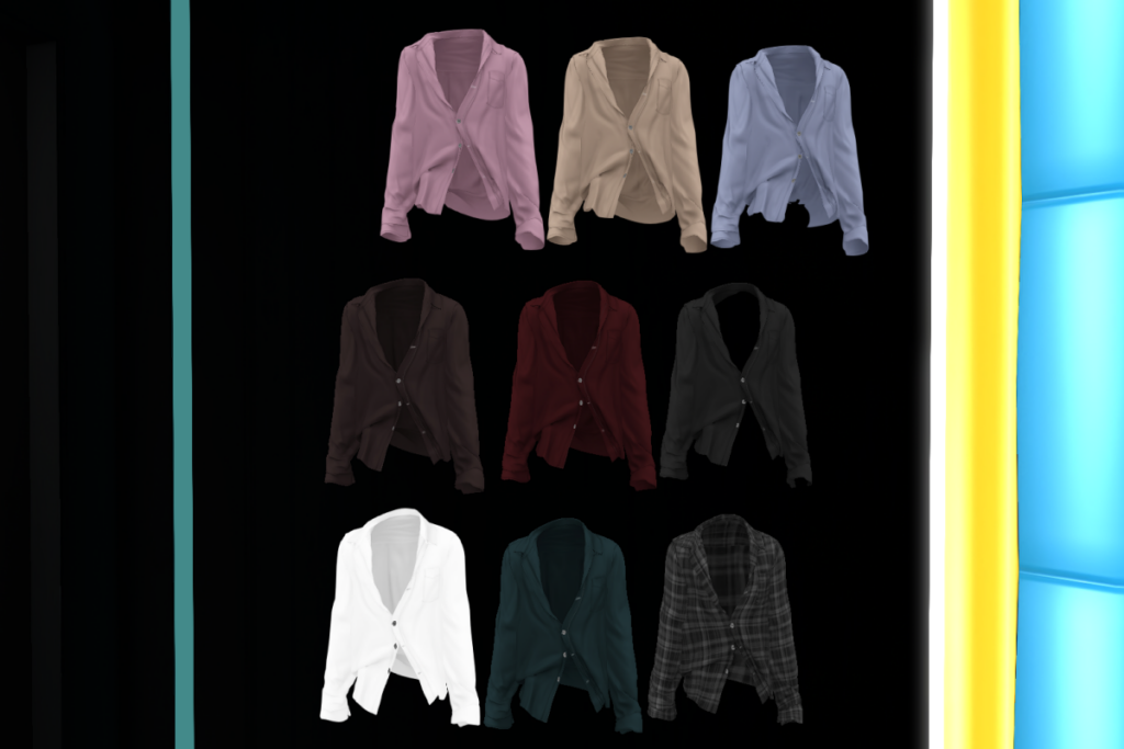 Unfastened Shirt - Try Demo for Fits, L$250 each/L$950 FP