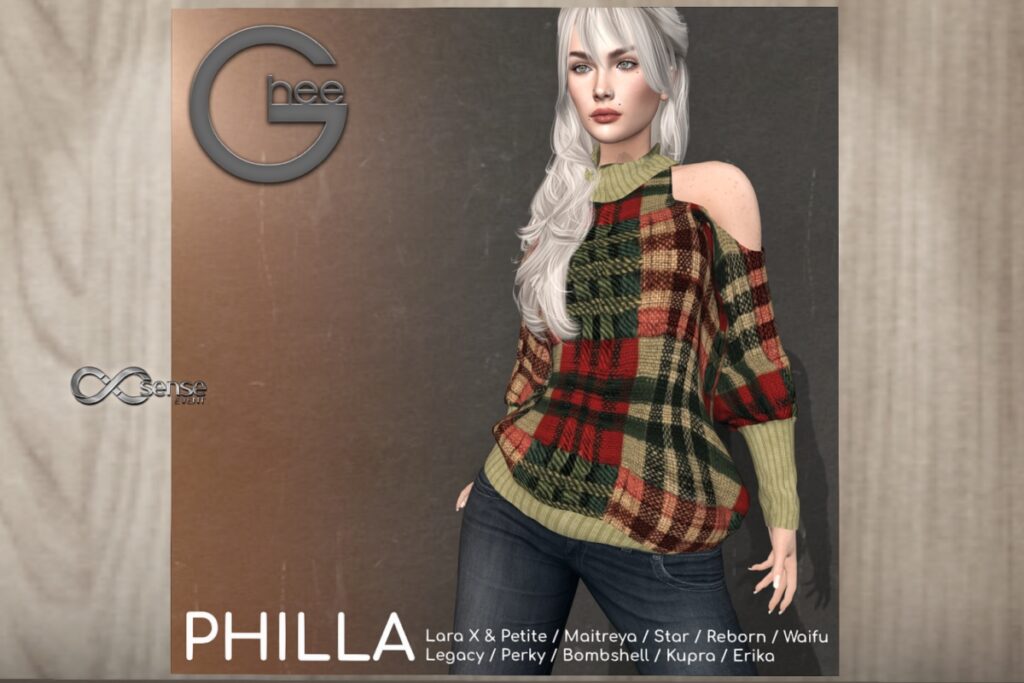Philla Sweater - Erika/Inithium/Legacy/Maitreya/Reborn/Star/+mods, L$199 each/L$999 FP