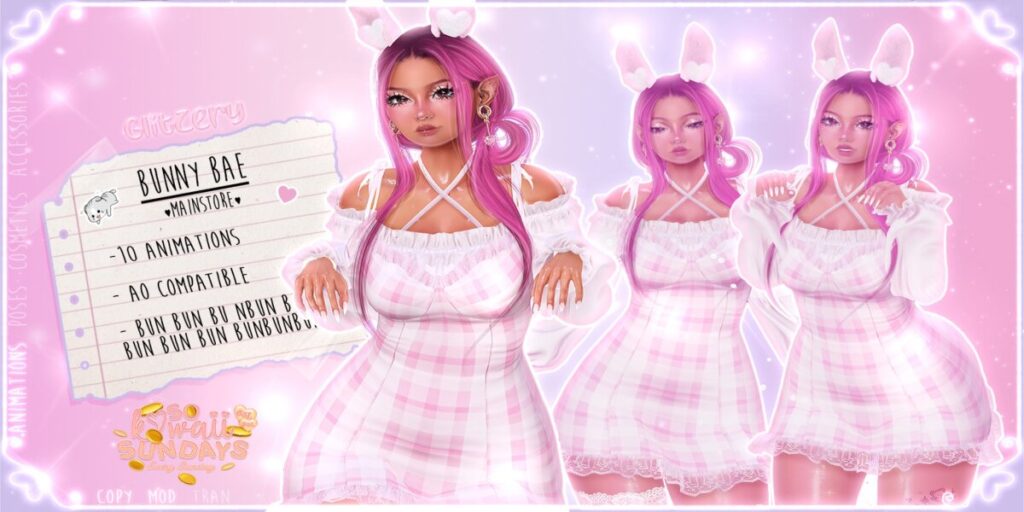 Bunny Bae Animations	<a href="http://maps.secondlife.com/secondlife/Zodiac/209/41/602" target="_blank">Teleport</a>
