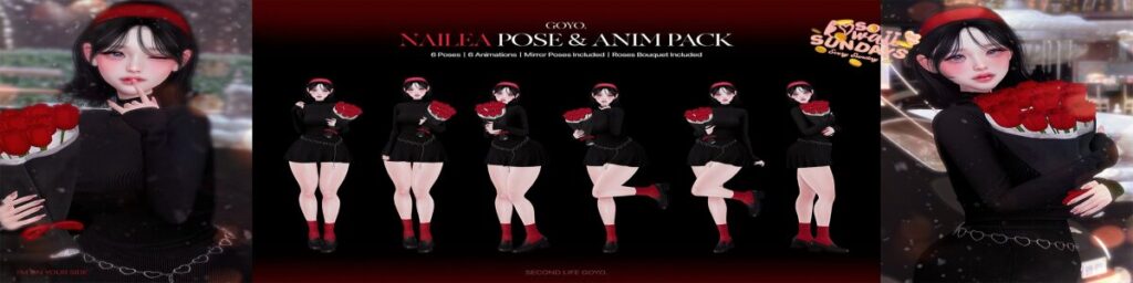 Nailea Poses &amp; Animations	<a href="http://maps.secondlife.com/secondlife/Dear/19/131/753" target="_blank">Teleport</a>