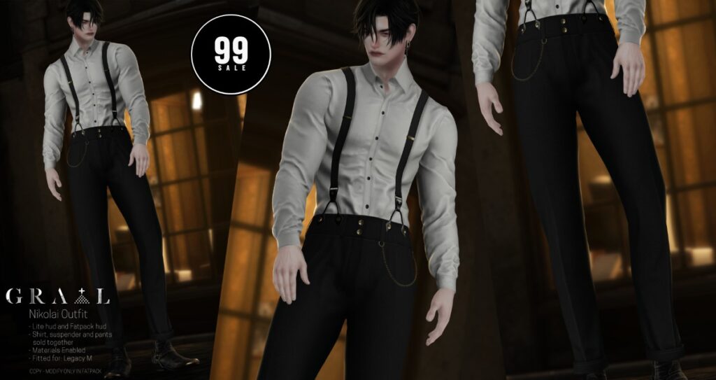 Nikolai Outfit - Legacy	<a href="http://maps.secondlife.com/secondlife/Hell%20Fire/18/103/503" target="_blank">Teleport</a>