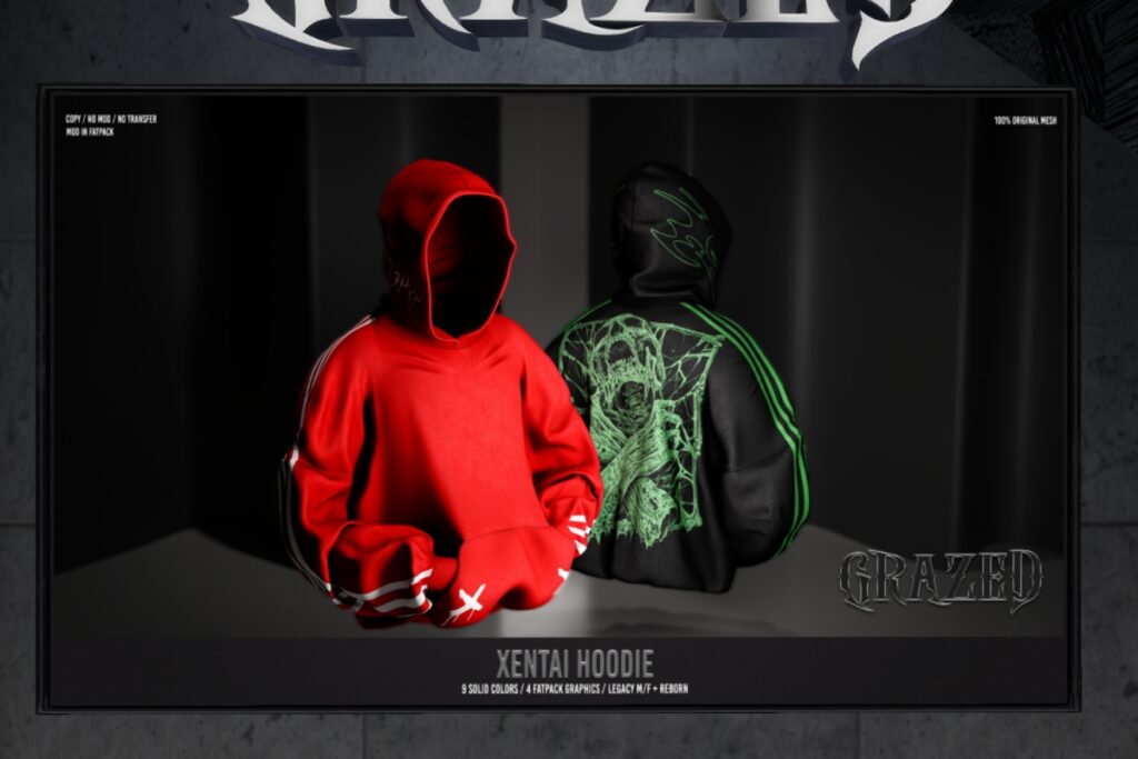 Xentai Hoodie - Legacy L+M/Reborn, L$299 each/L$1499 FP
