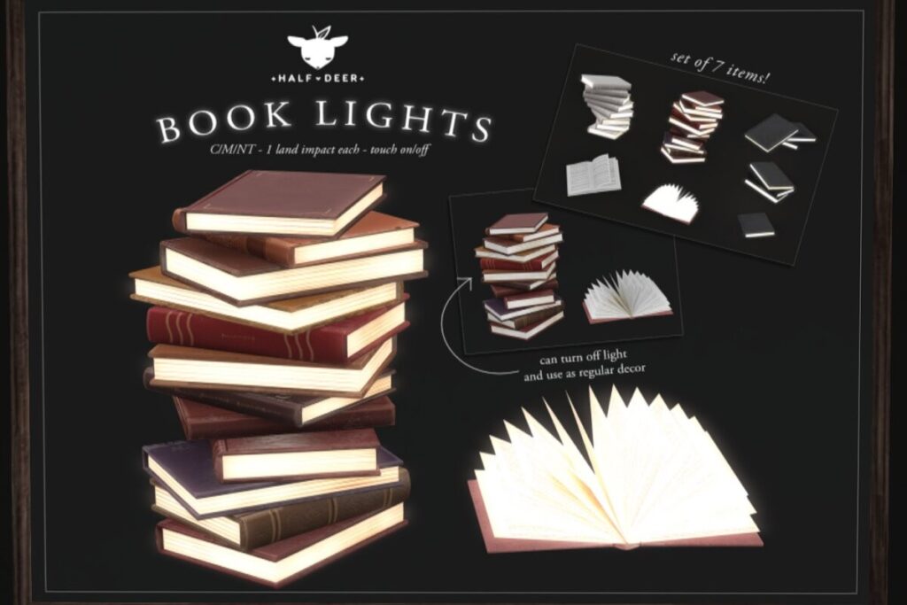 Book Lights, L$225 each/L$399 FP