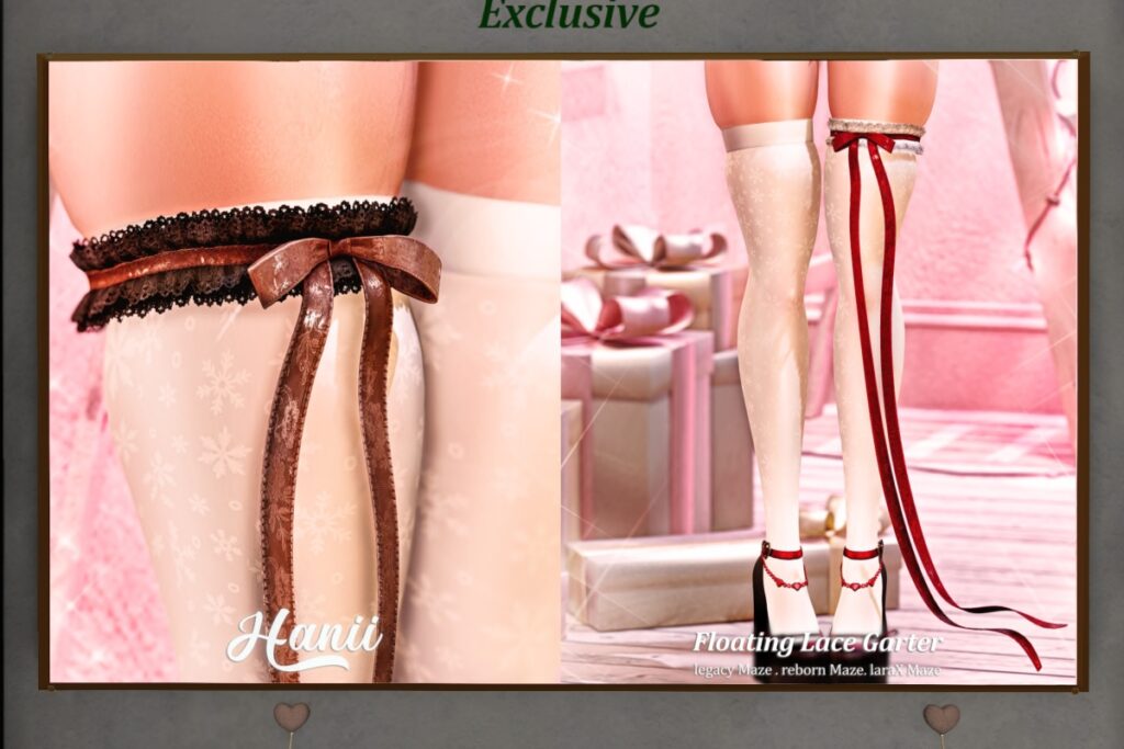 Floating Lace Garter for Maze Soft Thighs - Legacy/MaitreyaX/Reborn/+mods, L$299 each/L$999 FP