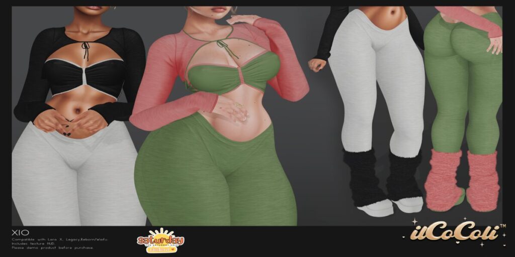 Xio Outfit - Legacy/MaitreyaX/Reborn/+mods	<a href="http://maps.secondlife.com/secondlife/Sensual%20Souls/92/165/24" target="_blank">Teleport</a>