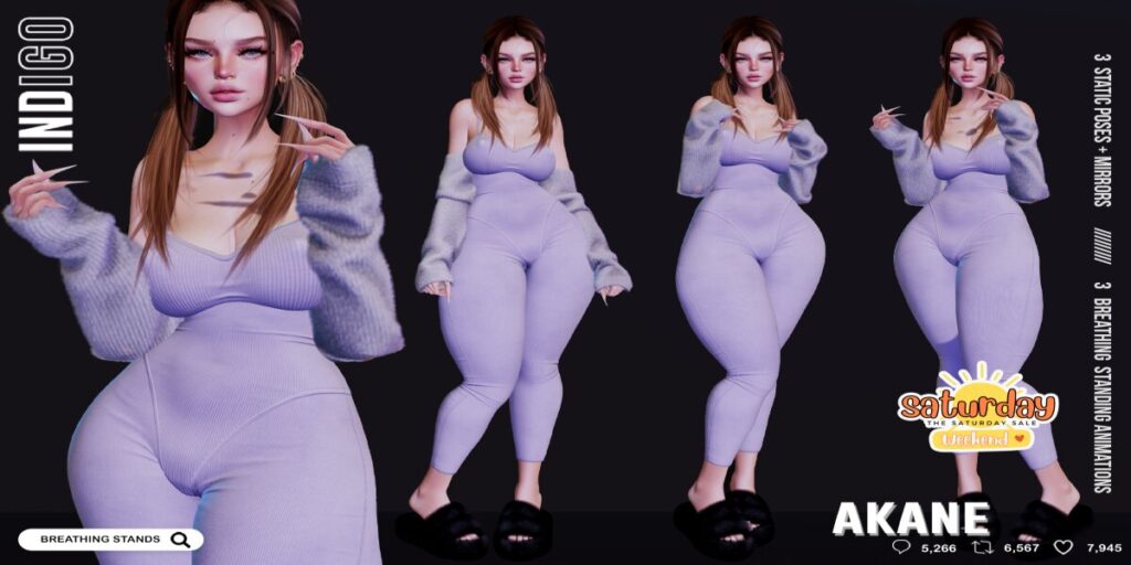 Akane Poses	&lt;a href=&quot;http://maps.secondlife.com/secondlife/Palmetta/140/32/1698&quot; target=&quot;_blank&quot;&gt;Teleport&lt;/a&gt;