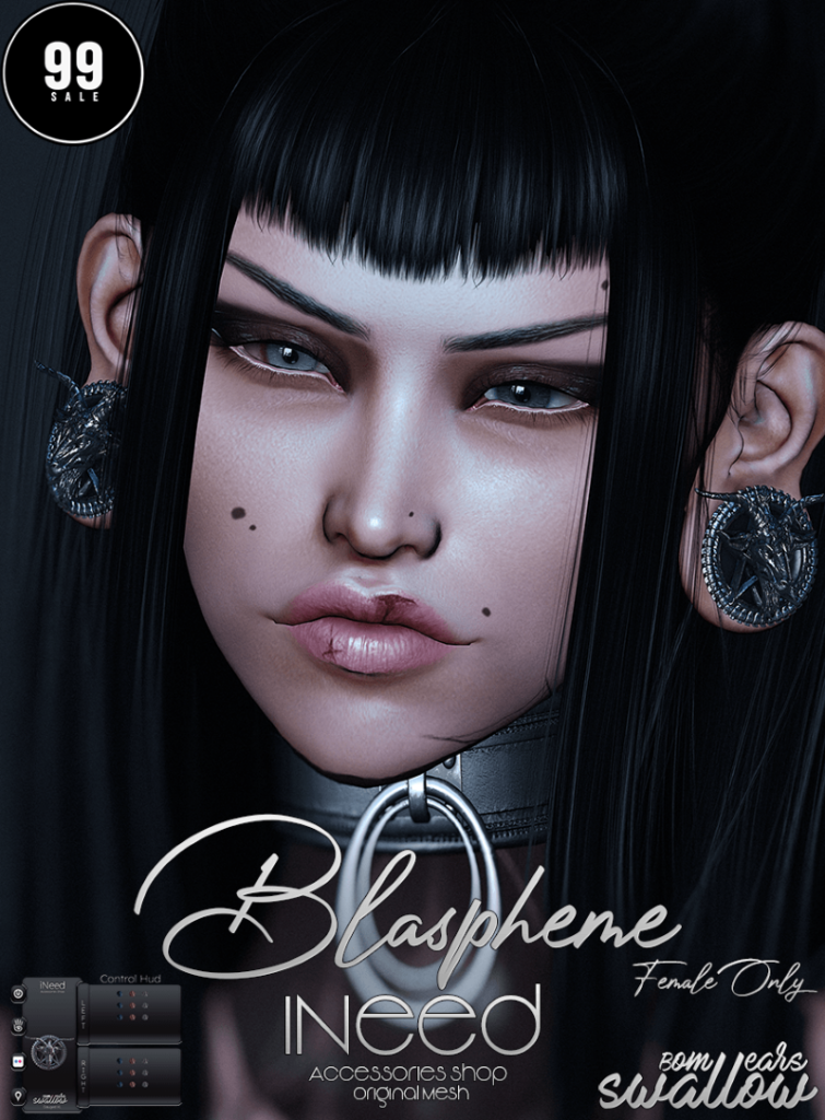 Blaspheme Earrings - Genus Morph Extreme/Swallow Gauged Ears XL Female	&lt;a href=&quot;http://maps.secondlife.com/secondlife/Starfall%20Bay/176/30/22&quot; target=&quot;_blank&quot;&gt;Teleport&lt;/a&gt;