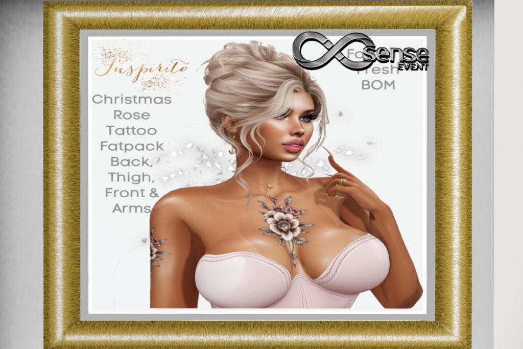 Christmas Rose Tattoo - BOM, L$350