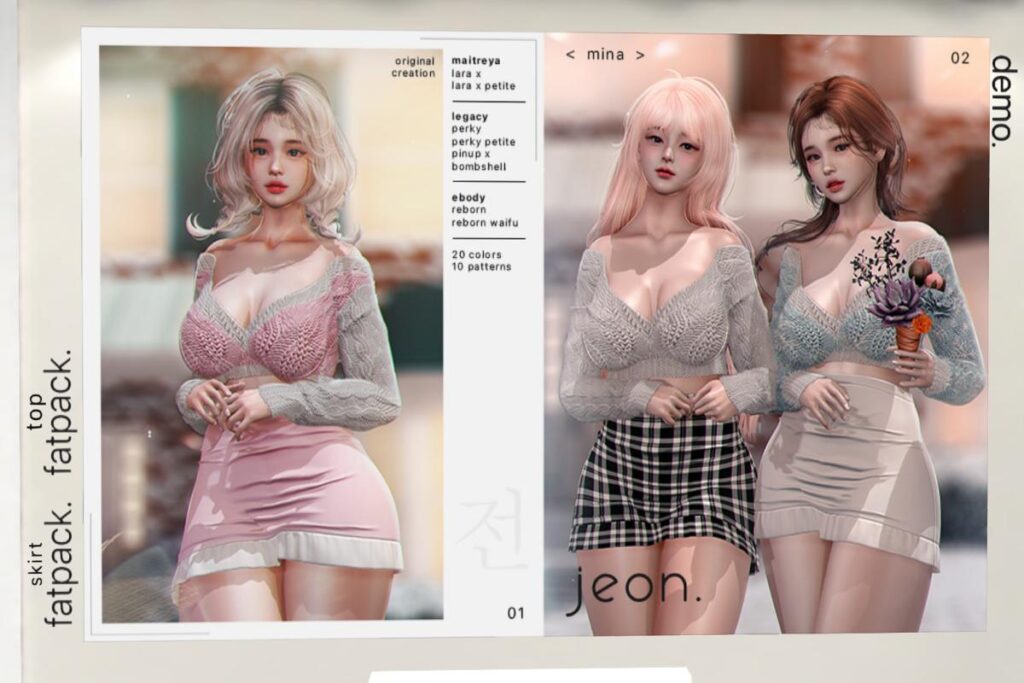 Mina Set - Legacy/MaitreyaX/Reborn/+mods, L$65 each/L$260 each FP