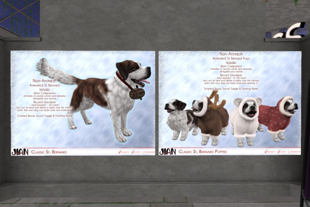 St Bernard | St Bernard Puppies	&lt;a href=&quot;http://maps.secondlife.com/secondlife/Jian/240/239/24&quot; target=&quot;_blank&quot;&gt;Teleport&lt;/a&gt;