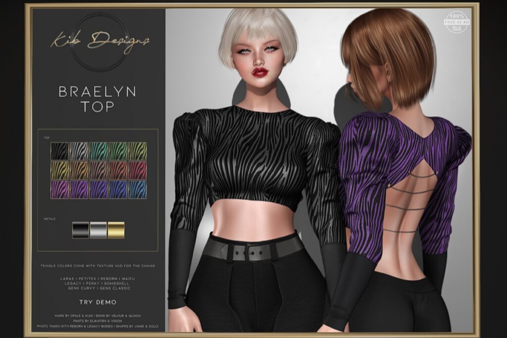Braelyn Top - GenX/Legacy/MaitreyaX/Reborn/+mods, L$99 each/L$899 FP