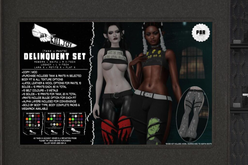 Delinquent Set - Legacy/MaitreyaX/Reborn/+mods, L$450 each/L$600-L$700 each FP/L$1800 MP