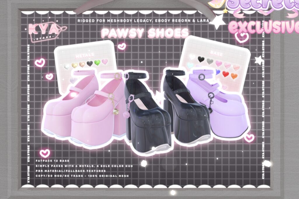 Pawsy Shoes - Legacy/MaitreyaX/Reborn, L$200 each/L$800 FP