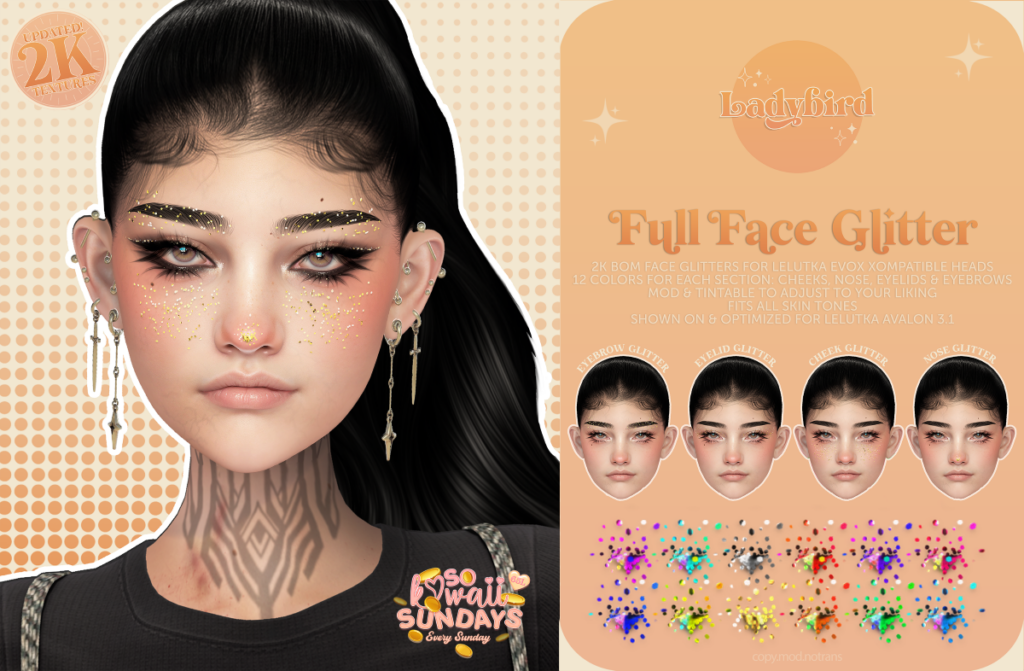 Full Face Glitter - EvoX	&lt;a href=&quot;http://maps.secondlife.com/secondlife/Applesauce/214/42/990&quot; target=&quot;_blank&quot;&gt;Teleport&lt;/a&gt;