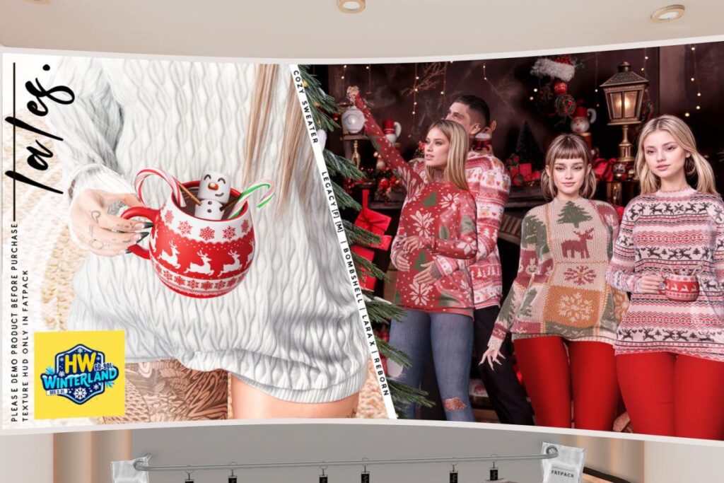 Cozy Sweater - Legacy F+M/MaitreyaX/Reborn/+mods, L$90 each/L$399 FP