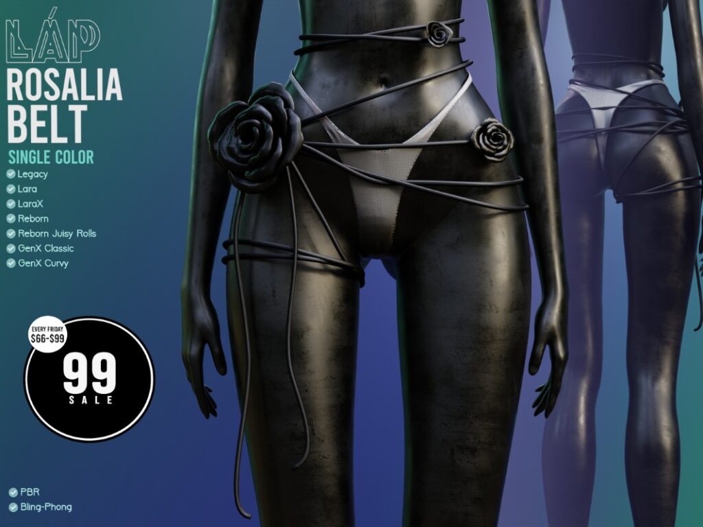 Rosalia Belt Black - GenX/Legacy/Maitreya/Reborn/+mods	&lt;a href=&quot;http://maps.secondlife.com/secondlife/Triple%20Trouble/59/208/22&quot; target=&quot;_blank&quot;&gt;Teleport&lt;/a&gt;