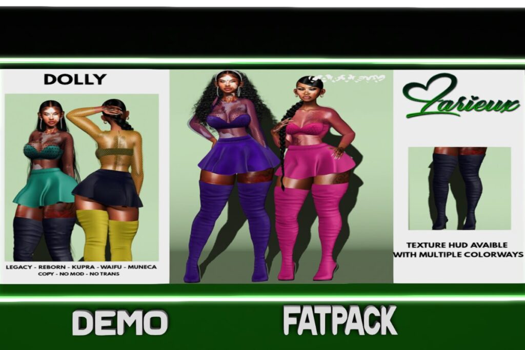 Dolly Bra, Boots, Skirt, Top - Inithium/Legacy/Reborn/Yentements/+mods, L$150 each/L$899 each FP