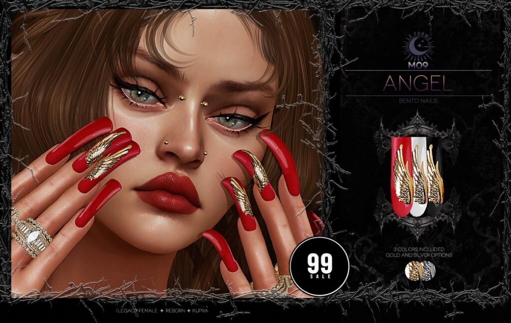 M09 Angel Nails - Inithium/Legacy/Reborn	&lt;a href=&quot;http://maps.secondlife.com/secondlife/Flamingo%20District/208/76/2203&quot; target=&quot;_blank&quot;&gt;Teleport&lt;/a&gt;