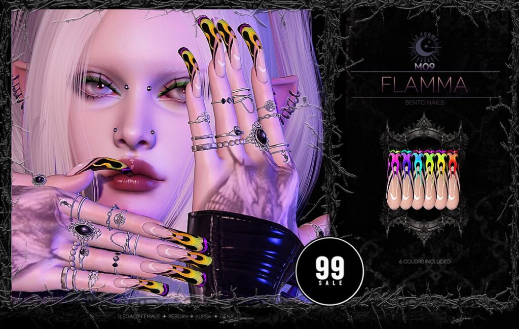M09 Flamma Nails - GenX/Inithium/Legacy/Reborn	&lt;a href=&quot;http://maps.secondlife.com/secondlife/Flamingo%20District/208/76/2203&quot; target=&quot;_blank&quot;&gt;Teleport&lt;/a&gt;
