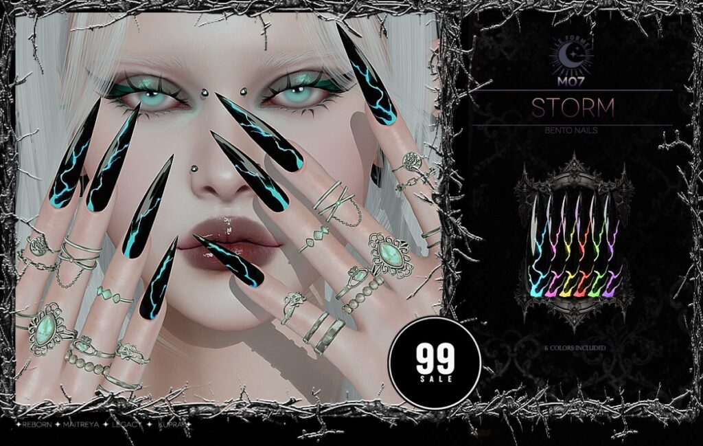 M07 Storm Nails - Inithium/Legacy/Maitreya/Reborn	&lt;a href=&quot;http://maps.secondlife.com/secondlife/Flamingo%20District/208/76/2203&quot; target=&quot;_blank&quot;&gt;Teleport&lt;/a&gt;