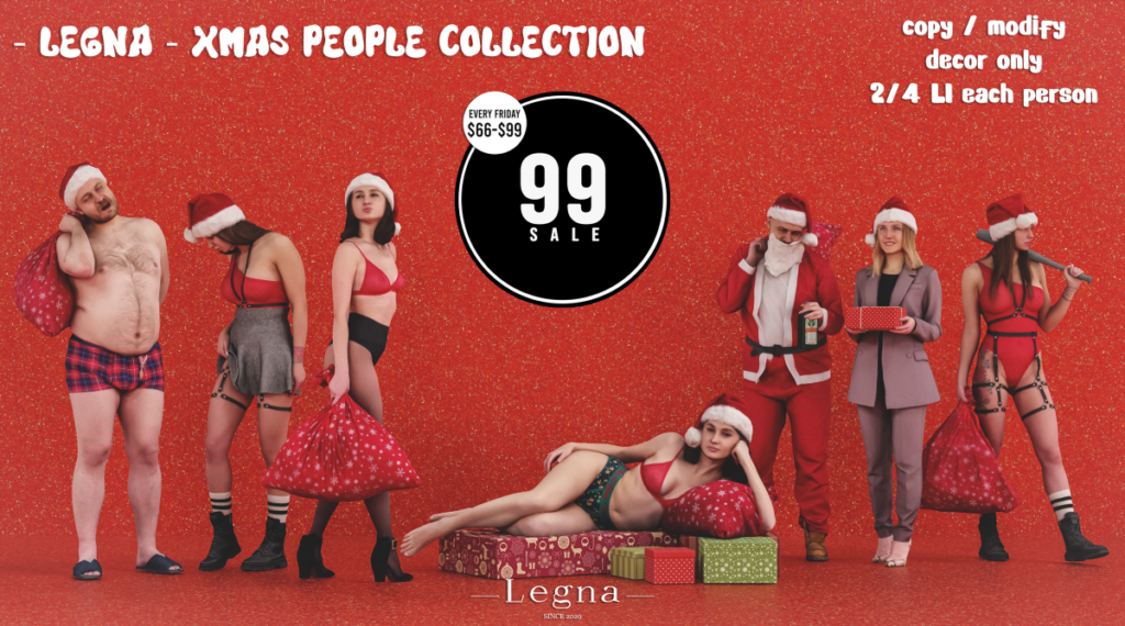 Xmas People Collection	&lt;a href=&quot;http://maps.secondlife.com/secondlife/Dark%20Desires/202/202/25&quot; target=&quot;_blank&quot;&gt;Teleport&lt;/a&gt;