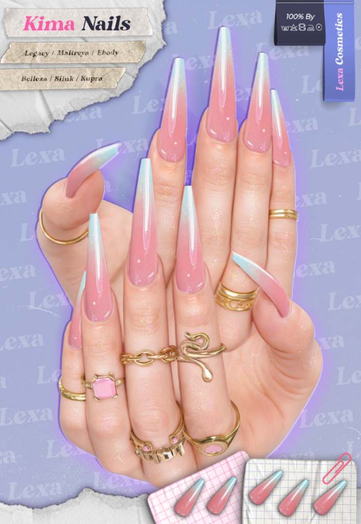 Kima Nails - Belleza/Inithium/Legacy/Maitreya/Reborn/Slink	&lt;a href=&quot;http://maps.secondlife.com/secondlife/Lino/231/25/2835&quot; target=&quot;_blank&quot;&gt;Teleport&lt;/a&gt;