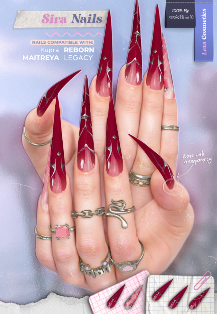 Sira Nails - Inithium/Legacy/Maitreya/Reborn	<a href="http://maps.secondlife.com/secondlife/Lino/231/25/2835" target="_blank">Teleport</a>