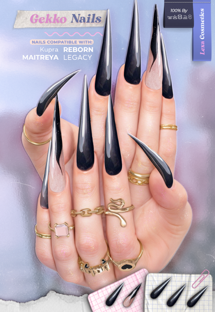 Gekko Nails - Inithium/Legacy/Maitreya/Reborn	&lt;a href=&quot;http://maps.secondlife.com/secondlife/Lino/231/25/2835&quot; target=&quot;_blank&quot;&gt;Teleport&lt;/a&gt;