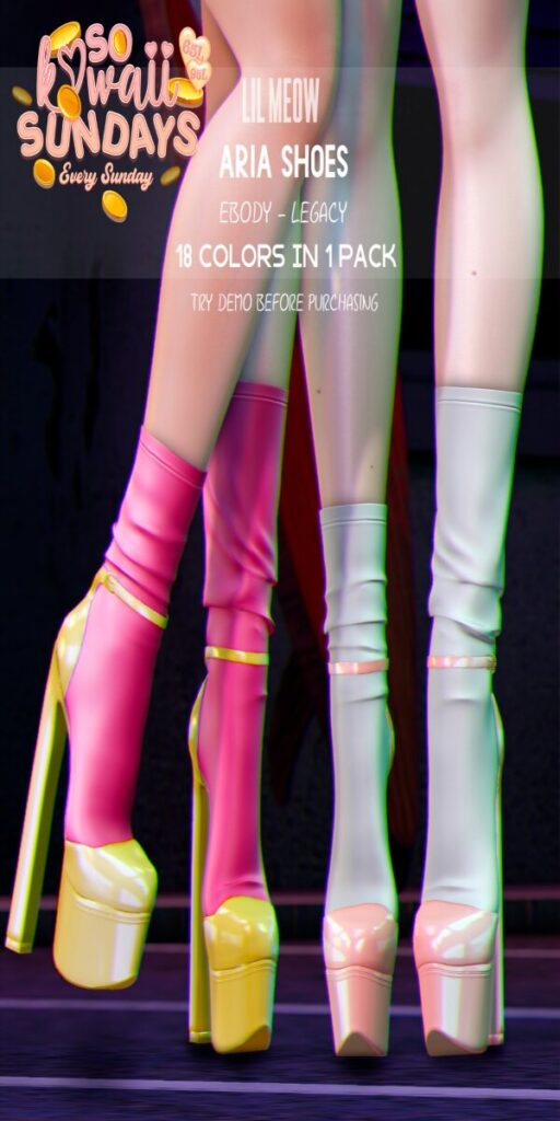 Aria Shoes - Legacy/Reborn	<a href="http://maps.secondlife.com/secondlife/Crystal%20Isle/127/133/60" target="_blank">Teleport</a>