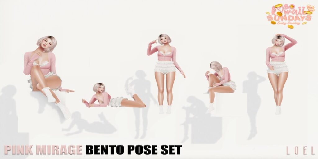 Pink Mirage Poses	<a href="http://maps.secondlife.com/secondlife/Stargazer%20Galaxy/101/47/3118" target="_blank">Teleport</a>