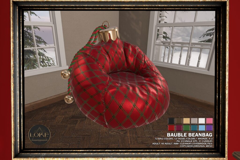 Bauble Beanbag, L$650-L$1200 each