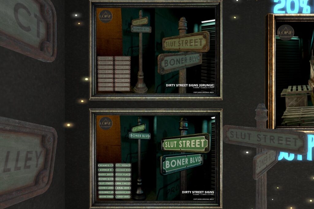 Dirty Street Signs, L$400 each