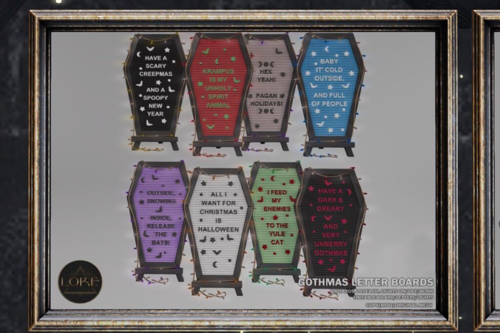 Gothmas Letter Boards, L$350